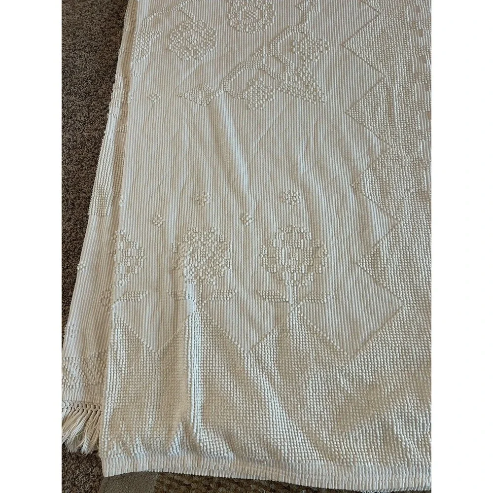 Vintage Bates George Washington Blanket Floral Bedspread Popcorn French USA